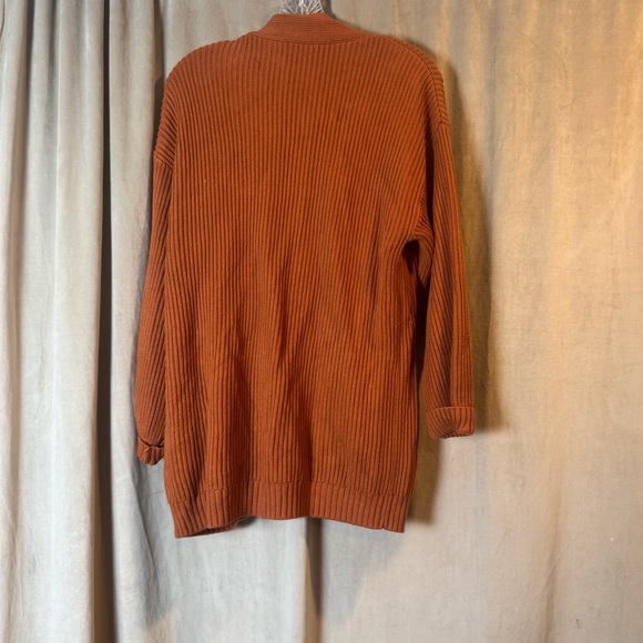 Quince Women's Burnt Orange chunky Cardigan Sweater Librarian Grandma - Picture 7 of 9